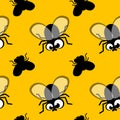 Seamless pattern with flies. Vector Royalty Free Stock Photo