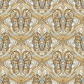 Seamless Pattern of Flip Flops in Art Nouveau Style Royalty Free Stock Photo