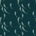 Vector pattern with a flock of beluga whales in the open ocean, clear sea water,