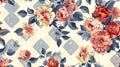 seamless pattern Floral Checkered Design Royalty Free Stock Photo