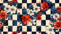 seamless pattern Floral Checkered Design Royalty Free Stock Photo
