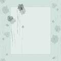 Seamless pattern. Floral decoration. Birthday card. Blossoming gray flowers on a green background. Watercolor