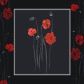 Seamless pattern. Floral decoration. Red flowers of poppies on the black background. Watercolor Royalty Free Stock Photo