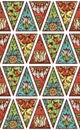 Seamless pattern of floral triangles.