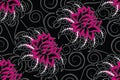 Seamless pattern with floral vector Illustration, fantasy batik motif