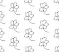 Seamless pattern flower art line. Sakura or Apple blossoms in vector isolated on white background. Spring flowers drawn in black Royalty Free Stock Photo