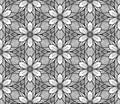 Seamless Pattern Flower Background Black Grid Tile
