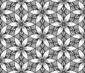 Seamless Pattern Flower Background Black Grid Tile