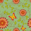 Seamless pattern with flower and butterfly Royalty Free Stock Photo