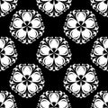 Seamless pattern with flower element. Black and white abstract wallpaper