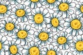 Seamless floral pattern, cute flower print with large hand drawn daisy flowers. Vector ditsy design. Royalty Free Stock Photo