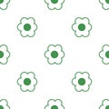 Seamless pattern with flower icon. Green ecological sign. Protect planet. Vector illustration for design, web, wrapping paper, Royalty Free Stock Photo