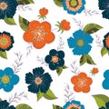 Seamless pattern with flower romantic elements.