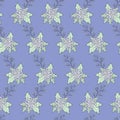 Seamless pattern of flowering branches of an ornamental shrub with small white flowers of spirea, hawthorn.