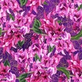 Seamless pattern with flowers of bougainvillea