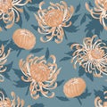 seamless pattern with flowers chrysanthemum pion dahlia