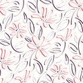 Seamless pattern with flowers in doodle style