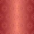 Seamless pattern with flowers of dotted lines. Imitation silk embroidery. Vector background in shades of red