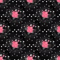 Seamless Pattern with Flowers for Fabric, Textile, Book Cover, Cloth. Vintage Wallpaper Rapport. Summer Feminine Ornament on Black