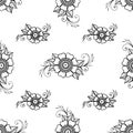 Seamless pattern of flowers in indian style. Mehndi henna tattoo hand drawn background for textile wrapping scrapbooking paper. Royalty Free Stock Photo