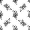 Seamless pattern of flowers in indian style. Mehndi henna tattoo hand drawn background for textile wrapping scrapbooking paper. Royalty Free Stock Photo
