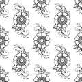 Seamless pattern of flowers in indian style. Mehndi henna tattoo hand drawn background for textile wrapping scrapbooking paper. Royalty Free Stock Photo