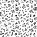 Seamless pattern with flowers and insects. Floral background wit Royalty Free Stock Photo