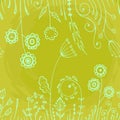 Seamless pattern flowers leaves abstract doodle hand drawn Royalty Free Stock Photo