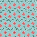 Seamless pattern with flowers and leaves . Hand drawn.Vector illustration.