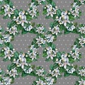 Seamless pattern. Flowers and leaves of orange tree fruit. Royalty Free Stock Photo