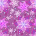Seamless pattern with flowers lilies, circles and swirls Royalty Free Stock Photo