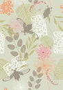 Seamless Pattern with Flowers and May-Bugs