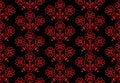 Seamless pattern flowers Ornament of Russian folk embroidery, red on black background. Can be used for fabrics, wallpapers, Royalty Free Stock Photo