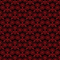 Seamless pattern flowers Ornament of Russian folk embroidery, red on black background. Can be used for fabrics, wallpapers, Royalty Free Stock Photo