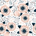 Seamless pattern with flowers in pastel colors. Creative floral texture. Great for fabric, textile Vector Illustration