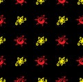 Seamless pattern of flowers and sun on black Royalty Free Stock Photo