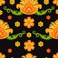 Seamless pattern with flowers in traditional Russian style vector Royalty Free Stock Photo