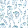 Seamless pattern with blue wilde flowers