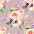 Seamless pattern with flowers watercolor.