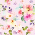 Seamless pattern with flowers watercolor