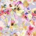 Seamless pattern with flowers watercolor