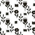 seamless pattern of flowers wrinkled edges, black and white background. Fabric design, interior, wallpaper, underwear, cover