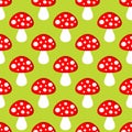 Seamless Pattern Fly Agaric Red White Green Royalty Free Stock Photo