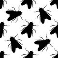 Seamless pattern with fly. Musca domestica . hand-drawn . fly. Vector