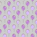 Seamless Pattern Of Flying Balloons of different colors forming diagonal stripes