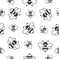 Seamless Pattern with flying bees background. Cartoon cute bee character Royalty Free Stock Photo