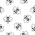 Seamless Pattern with flying bees background. Cartoon cute bee characters Royalty Free Stock Photo