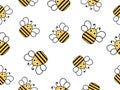 Seamless Pattern with flying bees.