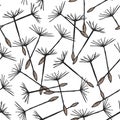 Seamless pattern with flying dandelion seeds or achenes