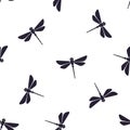 Seamless pattern with flying dragonfly with a straight body Royalty Free Stock Photo